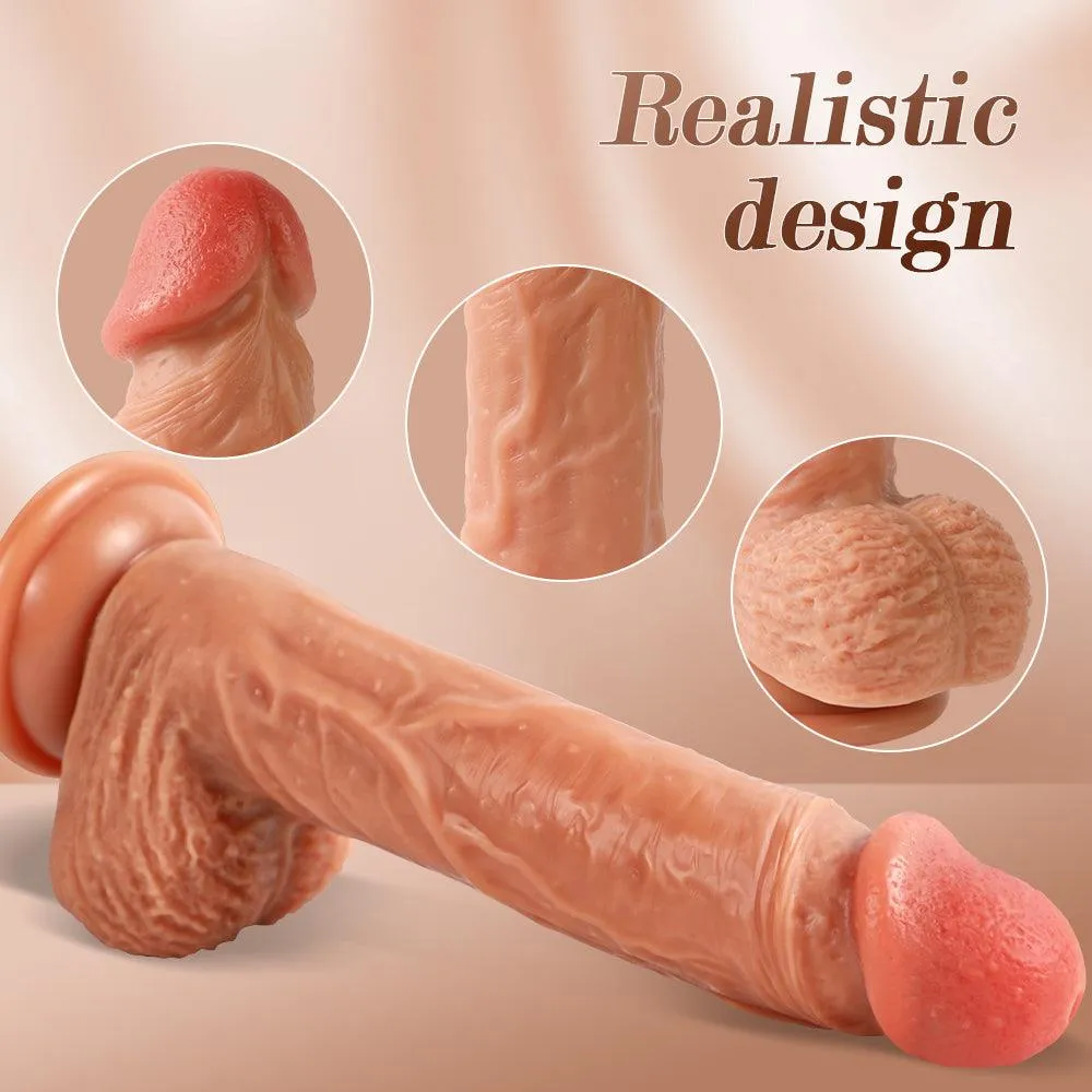 High-Frequency Pulsing Realistic Dildo 8.86" Telescoping Vibrating Dildos