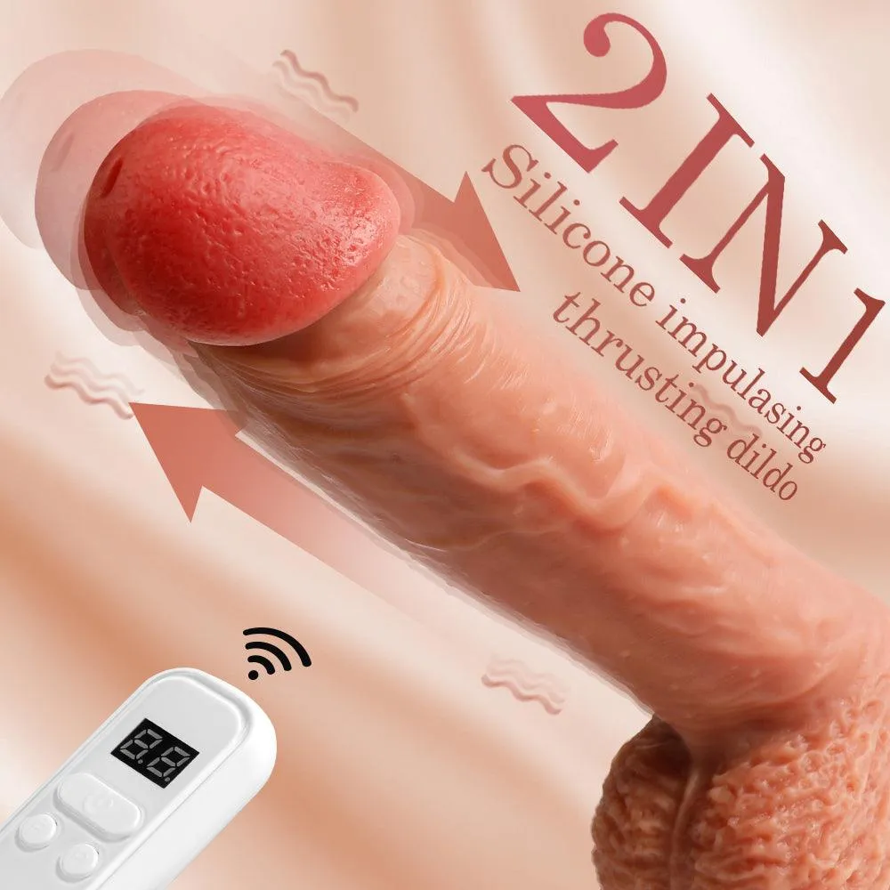 High-Frequency Pulsing Realistic Dildo 8.86" Telescoping Vibrating Dildos