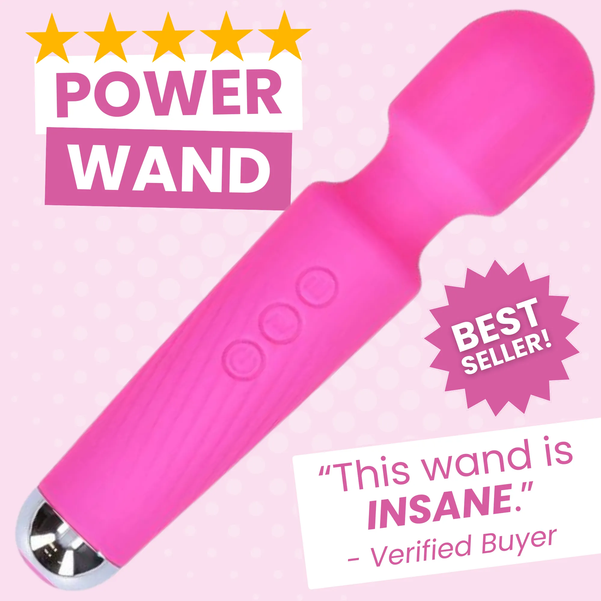 High-Power Silicone Wand Vibrator in Pink (Intense Vibrations!)