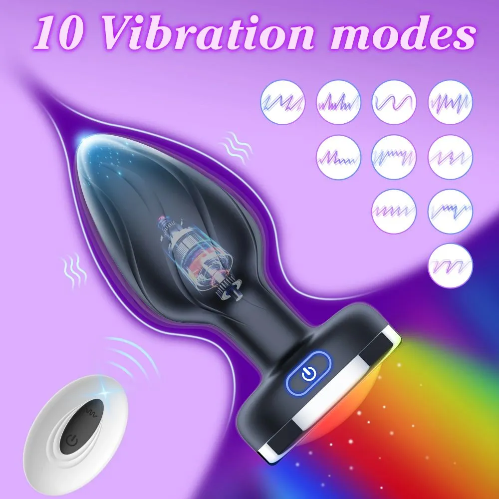 Ingrid LED Butt Plug 10 Vibration Mode Anal Plug 10 Colorful Light Porstate Masager