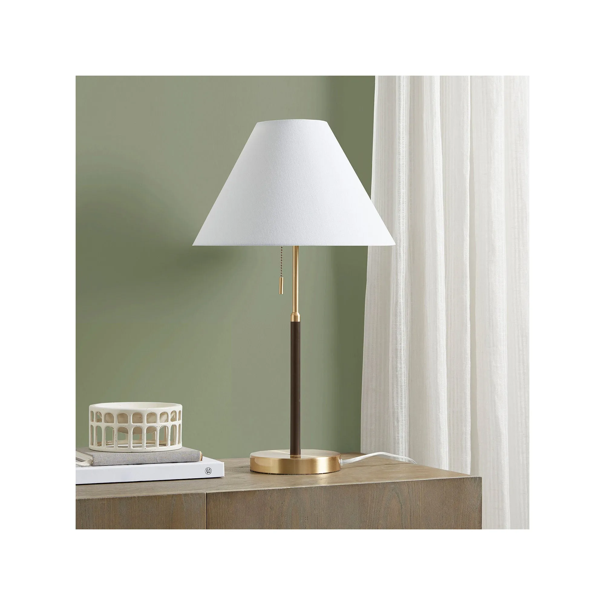 Ink   Ivy Ink Ivy Bromley Two Tone Pull-Chain Metal Table Lamp - GOLD BROWN ONE SIZE