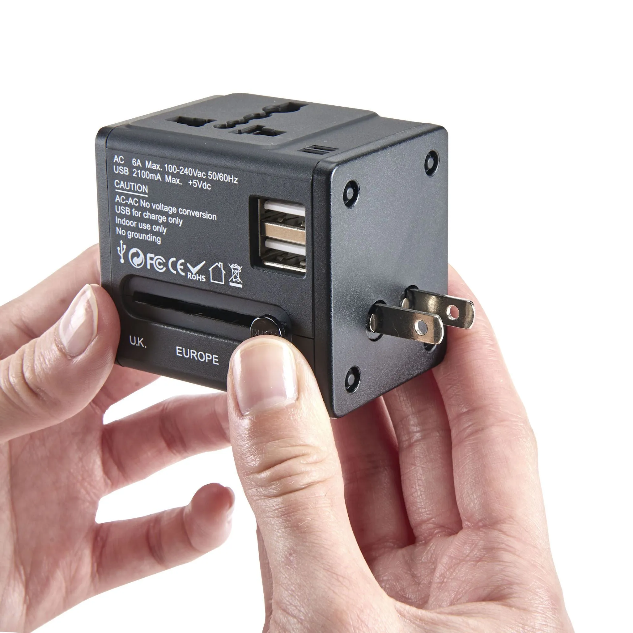 International Adapter Cube with Dual USB Chargers