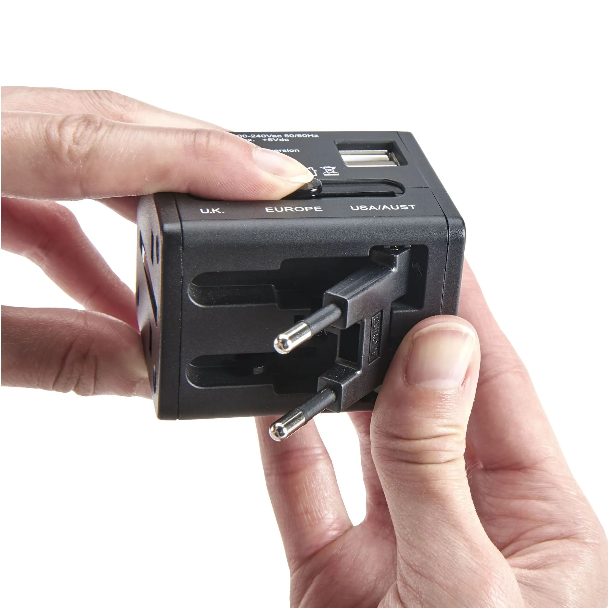 International Adapter Cube with Dual USB Chargers
