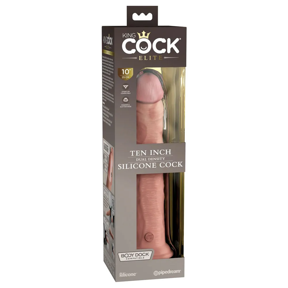 King Cock Elite 10" Dual Density Silicone Dildo With Suction Cup
