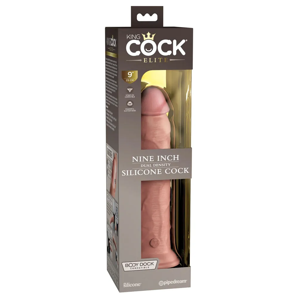 King Cock Elite 9" Dual Density Silicone Dildo With Suction Cup