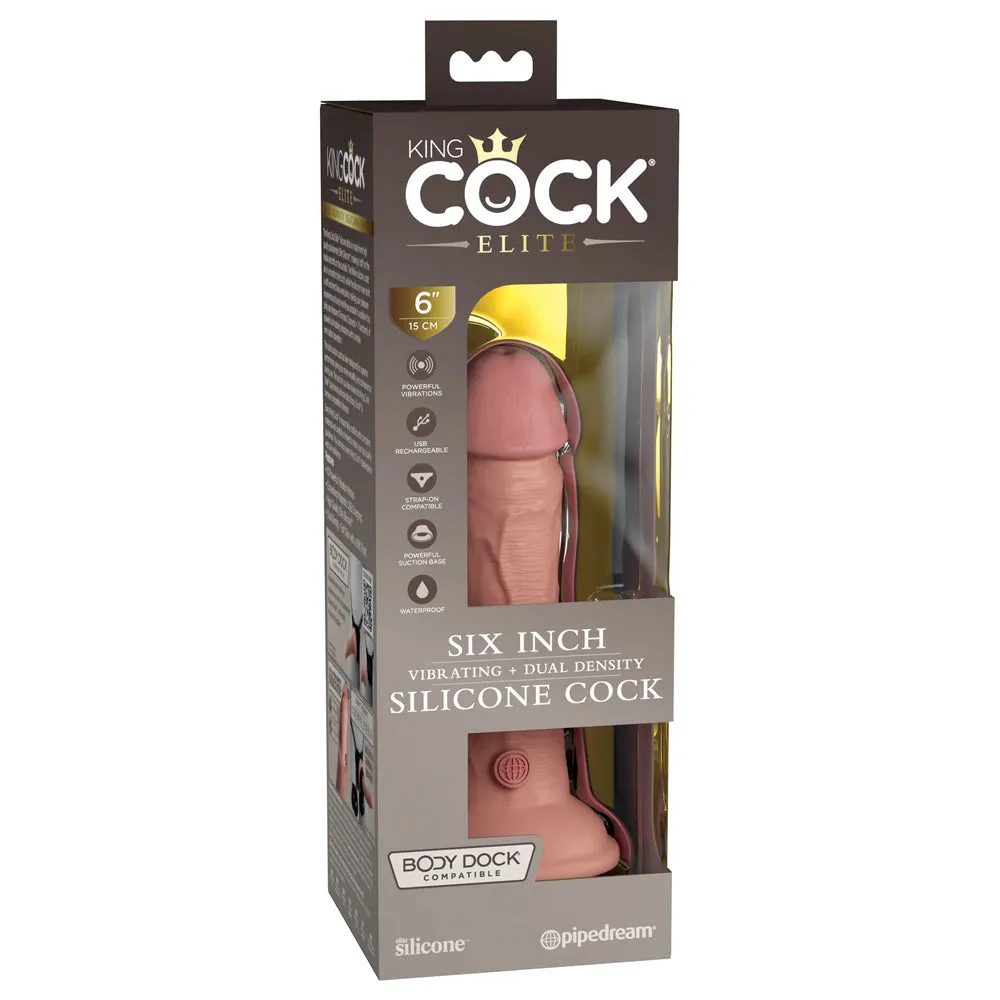 King Cock Elite Vibrating 6" Dual Density Silicone Dildo