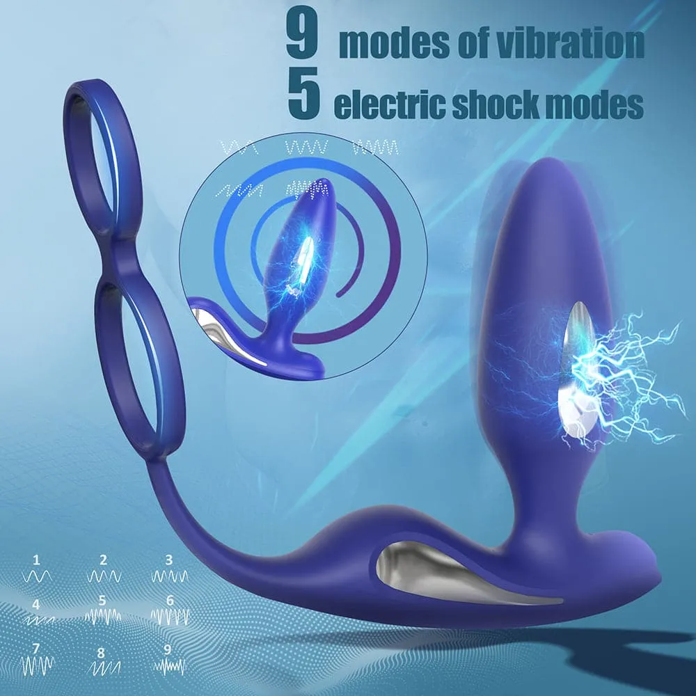 Lightning 9 Frenquencies Vibration 5 Electric Shock Modes Butt Plug With Remote Controller Anal Plug