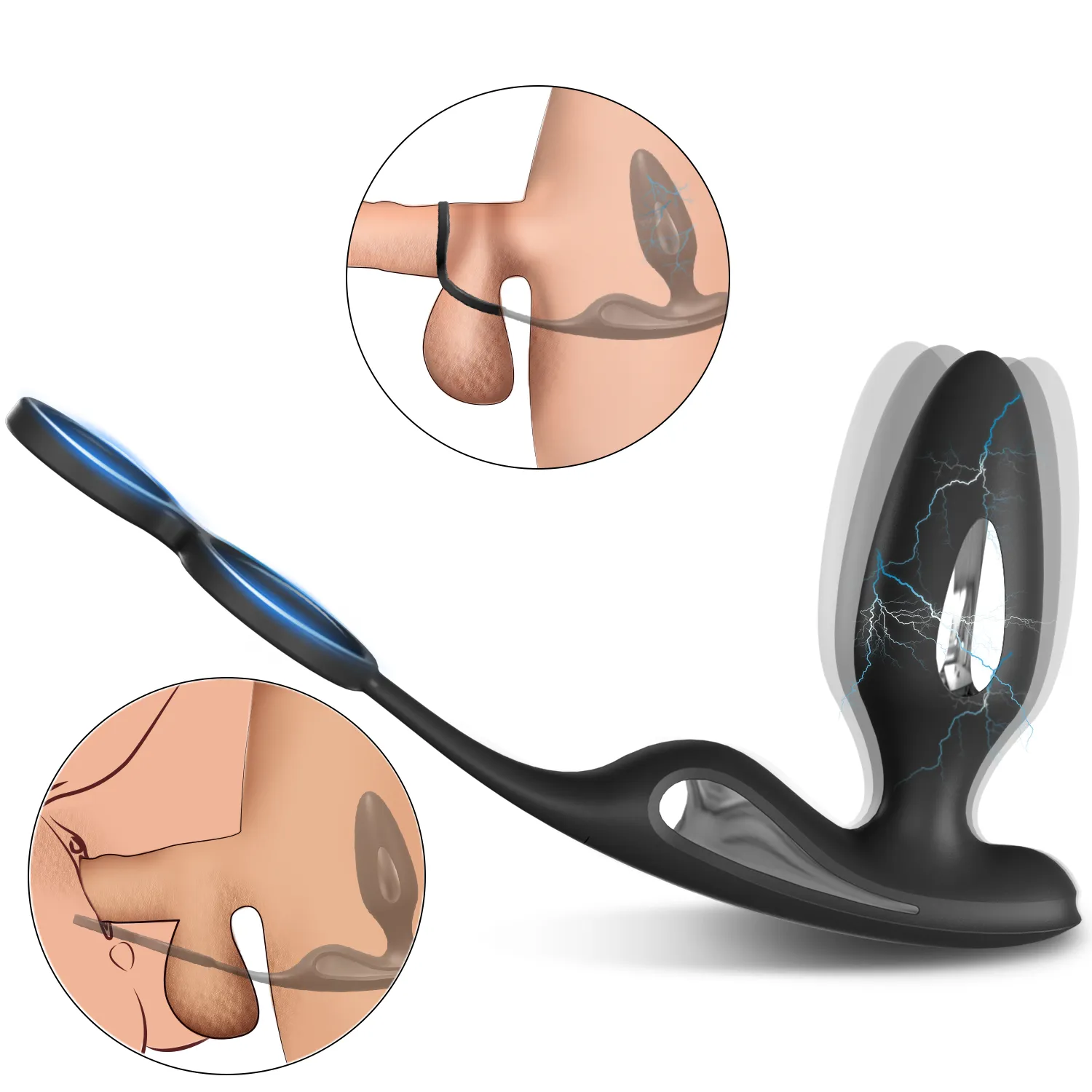 Lightning 9 Frenquencies Vibration 5 Electric Shock Modes Butt Plug With Remote Controller Anal Plug
