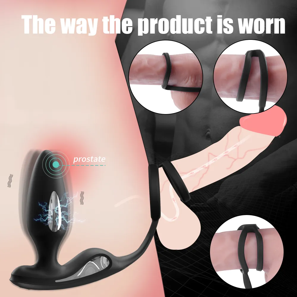 Lightning 9 Frenquencies Vibration 5 Electric Shock Modes Butt Plug With Remote Controller Anal Plug