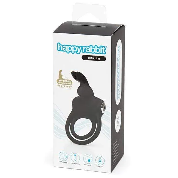 Love Honey - Happy Rabbit Rechargeable Love Ring (Black)