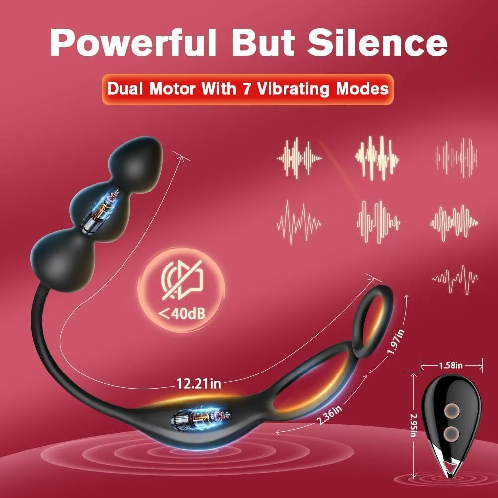 Male Anal Plug Anal Beads Prostate Massager with Remote Controller & 7 Vibrating Modes