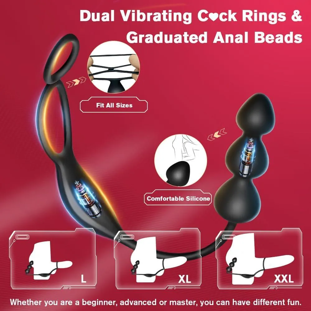 Male Anal Plug Anal Beads Prostate Massager with Remote Controller & 7 Vibrating Modes