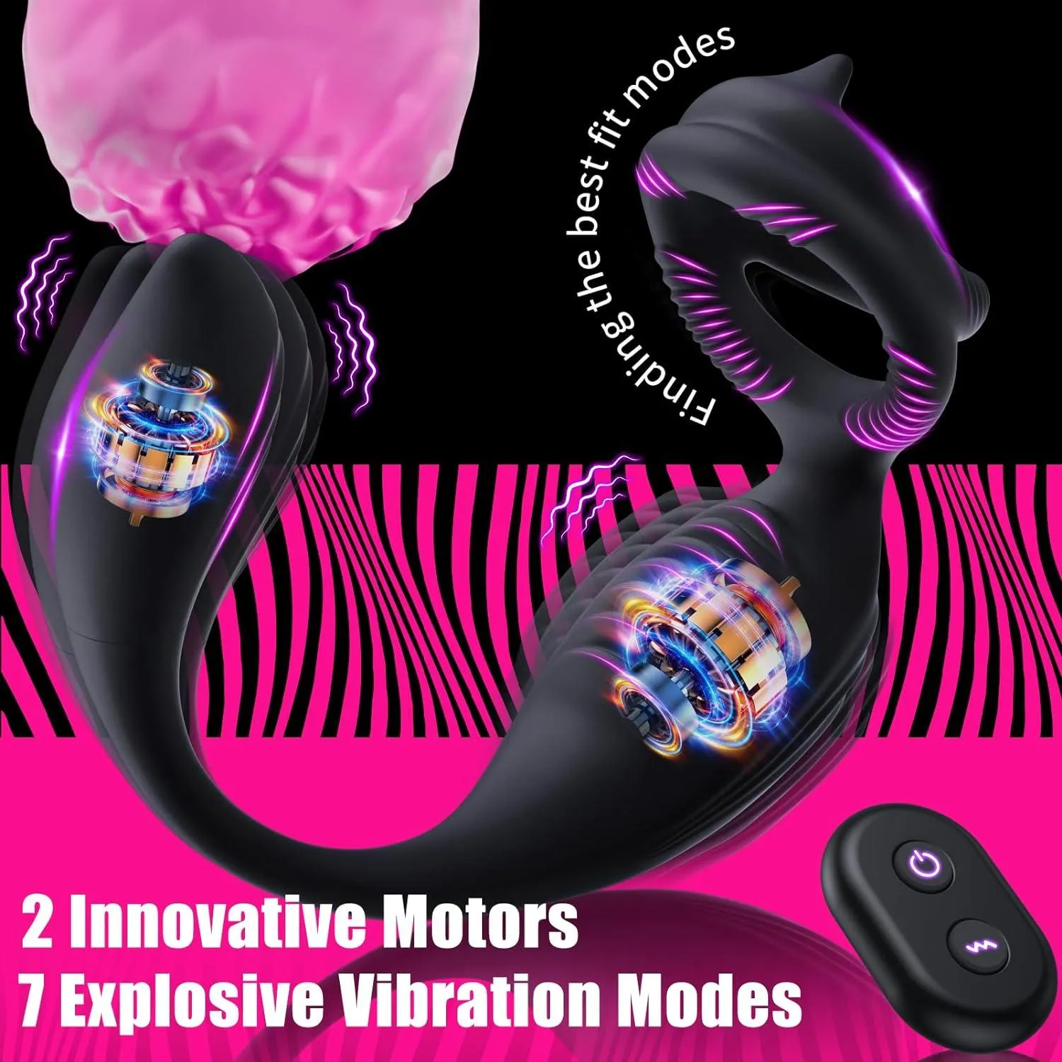 Male Prostate Massager 7 Vibration Modes Anal Vibrator with Penis Ring & Remote Controller Adult Sex Toys