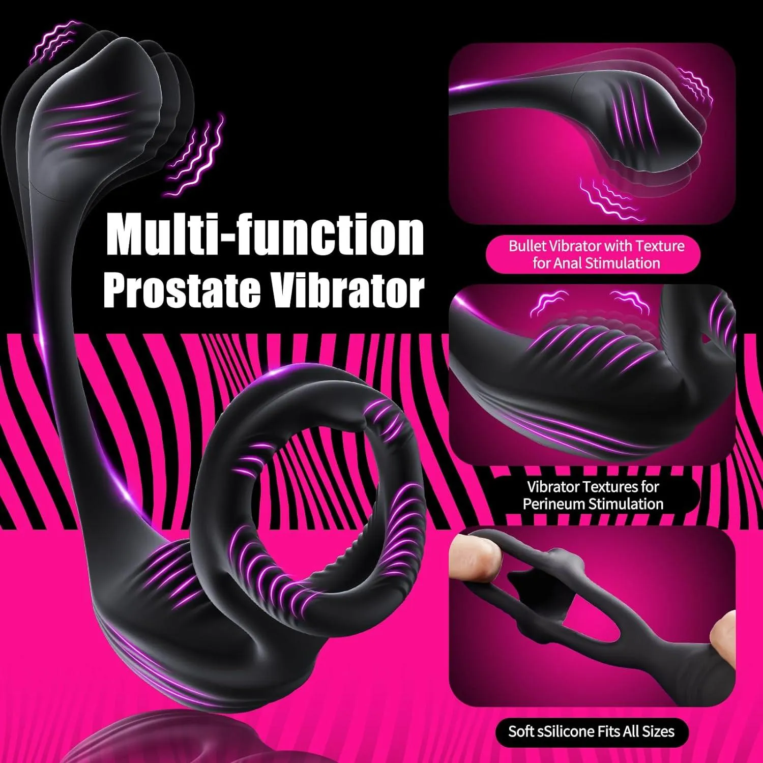 Male Prostate Massager 7 Vibration Modes Anal Vibrator with Penis Ring & Remote Controller Adult Sex Toys