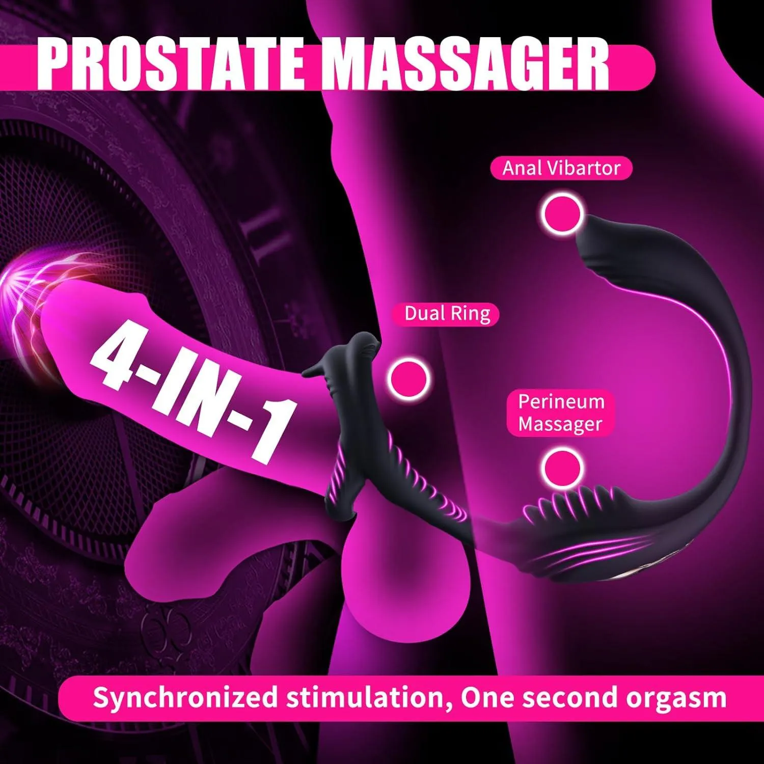 Male Prostate Massager 7 Vibration Modes Anal Vibrator with Penis Ring & Remote Controller Adult Sex Toys