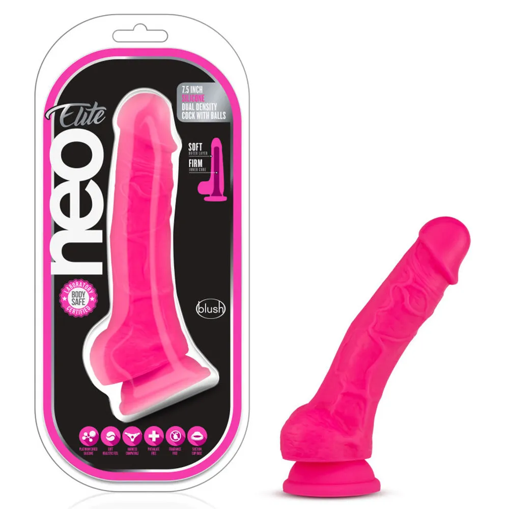 Neo Elite 7.5" Silicone Dual Density Cock & Balls Dildo