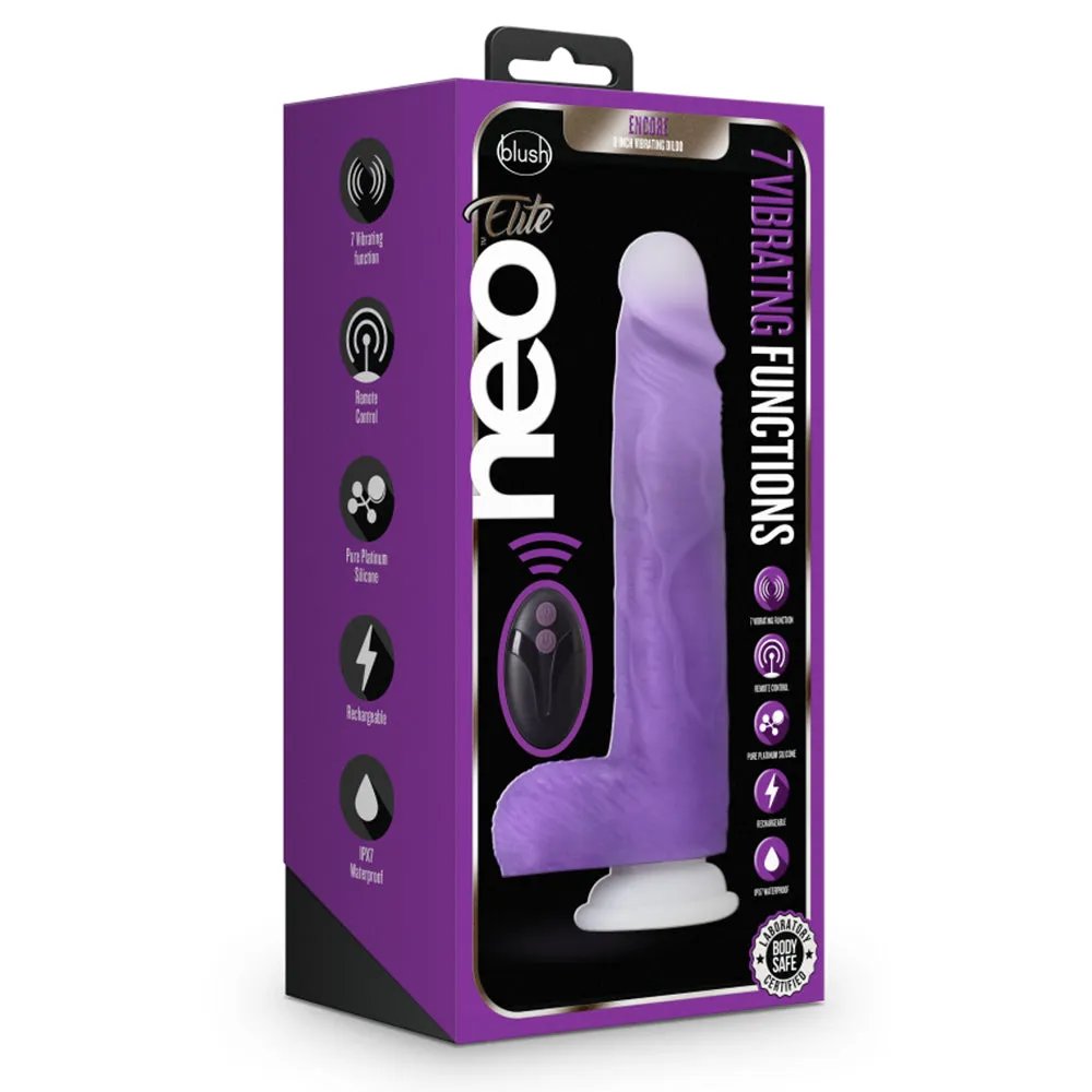 Neo Elite Encore 8" Vibrating Dildo With Remote & Suction Cup
