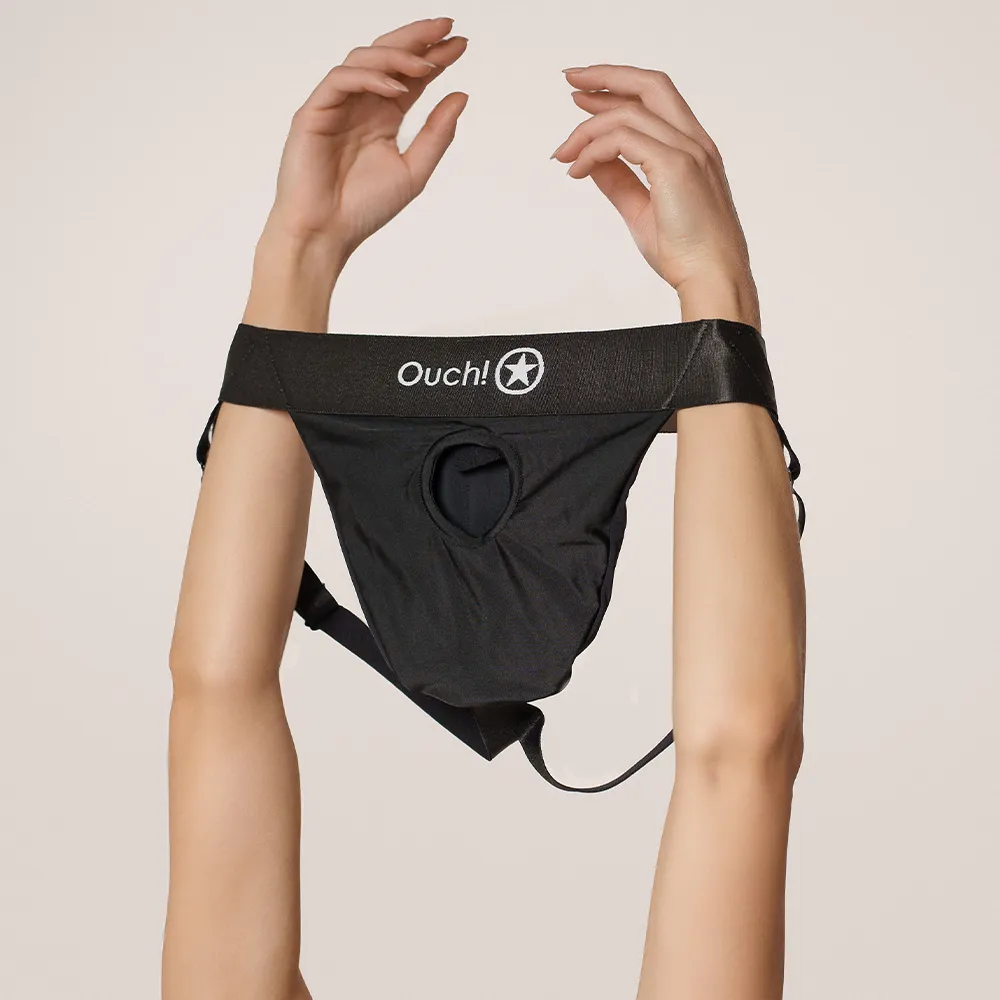Ouch! Vibrating Strap-On Thong With Removeable Rear Straps