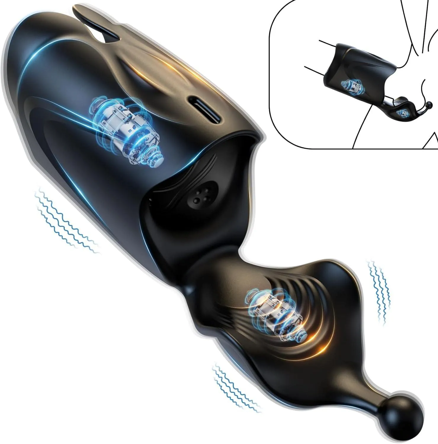 Penis Vibrator 2-Motor Penis Glans Training 10-Vibration Modes Penis Sleeve Male Masturbation Cup
