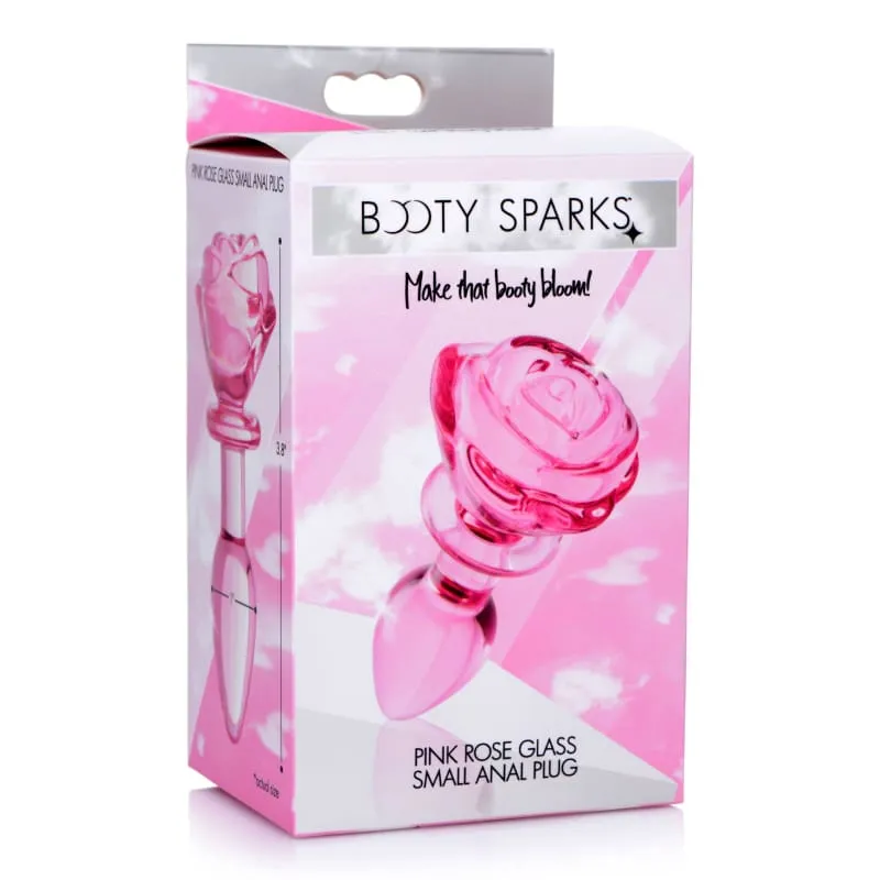 Pink Rose Glass Anal Plug - Small