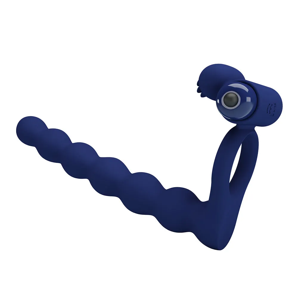 Pretty Love Ajmal Vibrating Silicone Cock Ring With Anal Beads