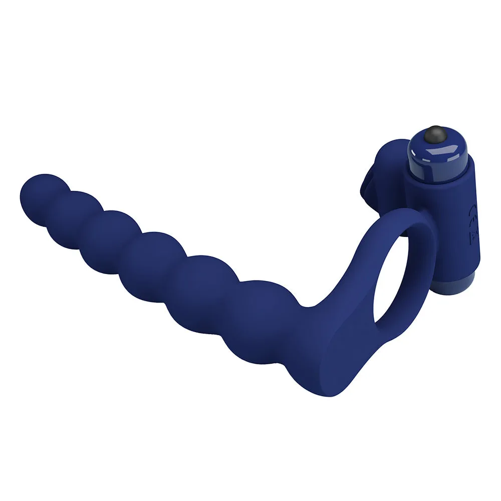 Pretty Love Ajmal Vibrating Silicone Cock Ring With Anal Beads