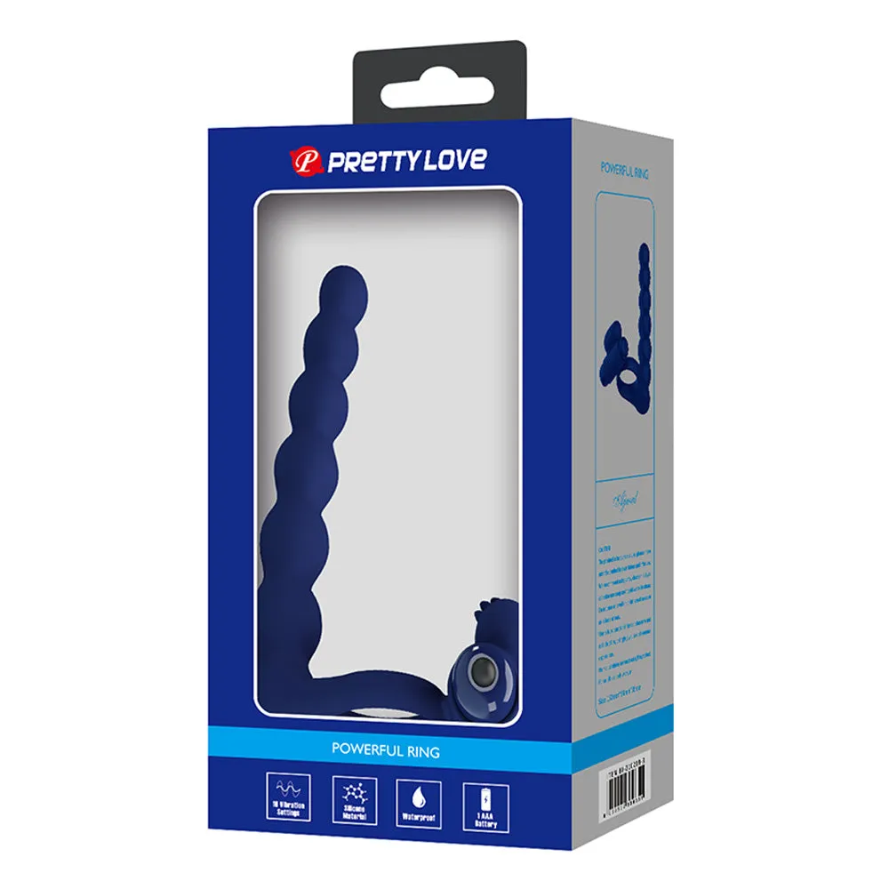 Pretty Love Ajmal Vibrating Silicone Cock Ring With Anal Beads