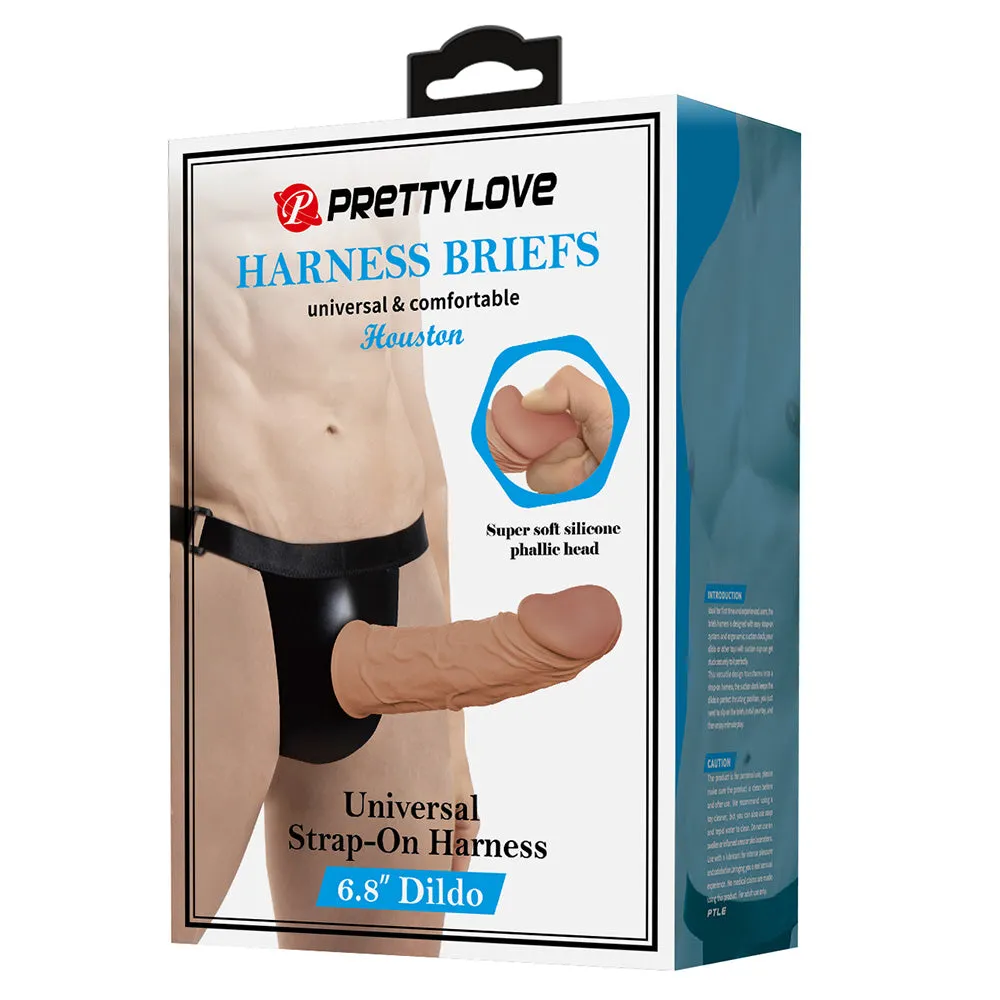 Pretty Love Houston Strap-On Harness Briefs & Hollow 6.8" Dildo