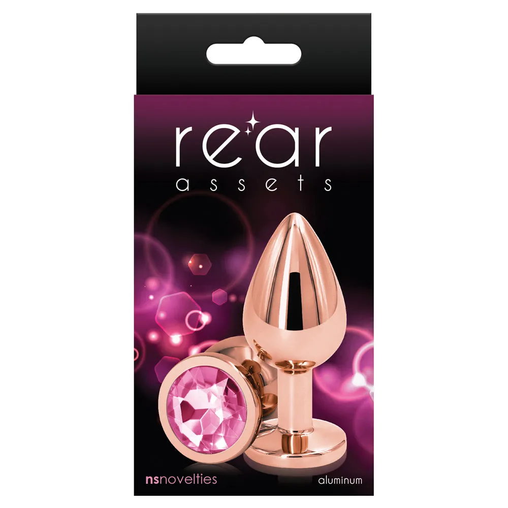 Rear Assets Rose Gold Round Gem Metal Butt Plug - Medium