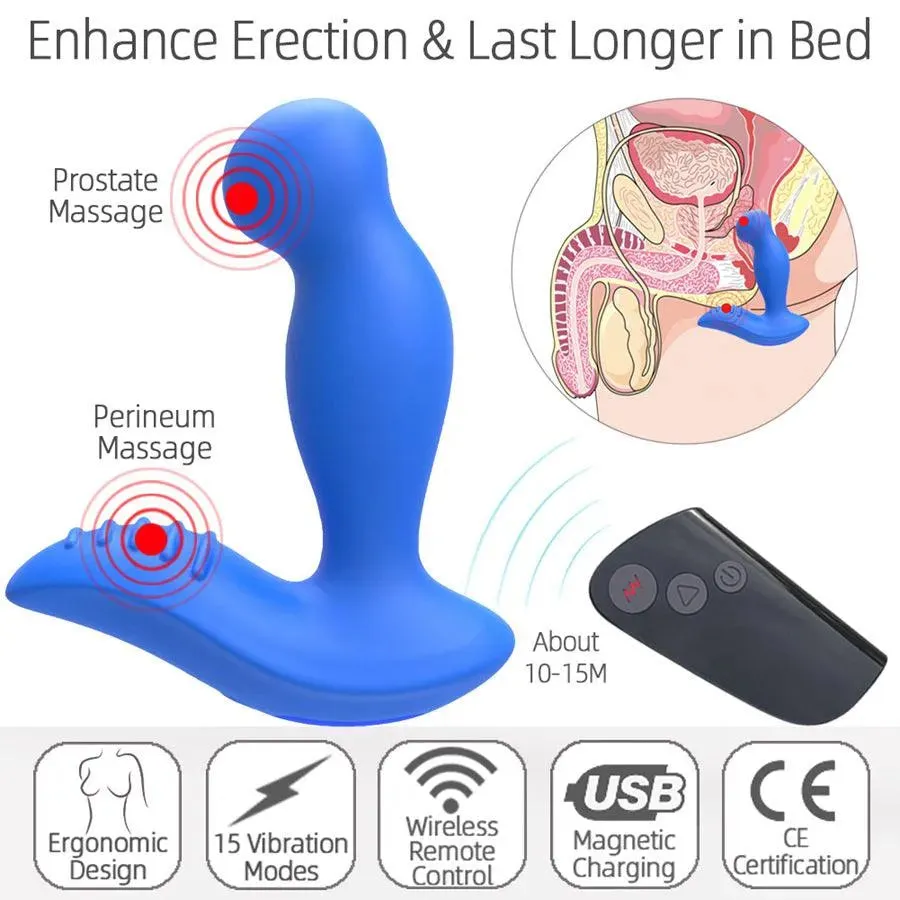 Remote Control 15 Vibrating Modes Prostate Massager