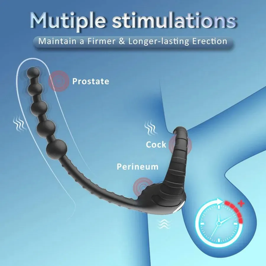 Remote Control Vibrating Cock Ring with Anal Beads