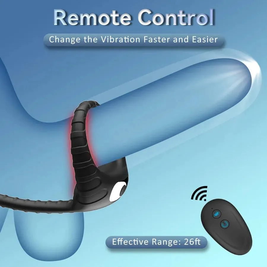 Remote Control Vibrating Cock Ring with Anal Beads