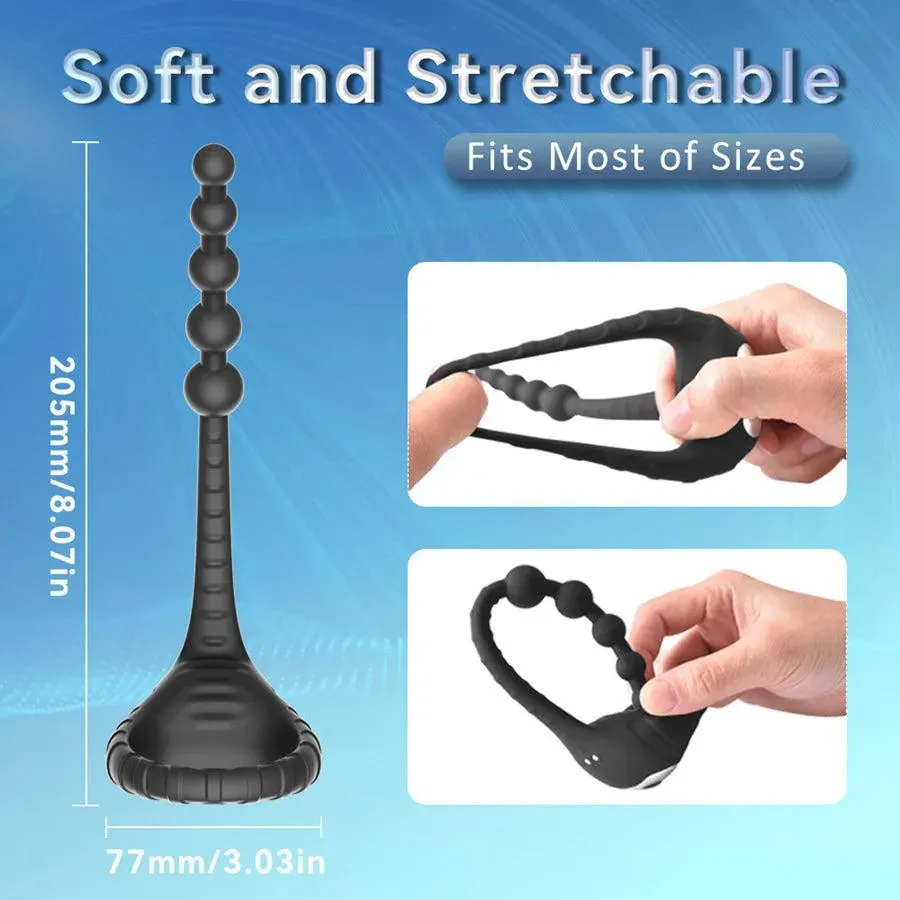 Remote Control Vibrating Cock Ring with Anal Beads