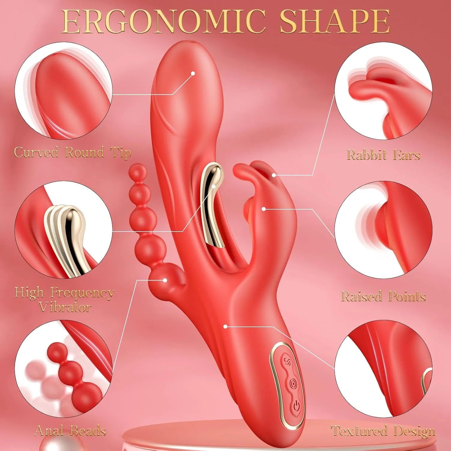Satisfyer Threesome Rabbit Vibrator Dildo with Anal Beads & Pen Vibrator