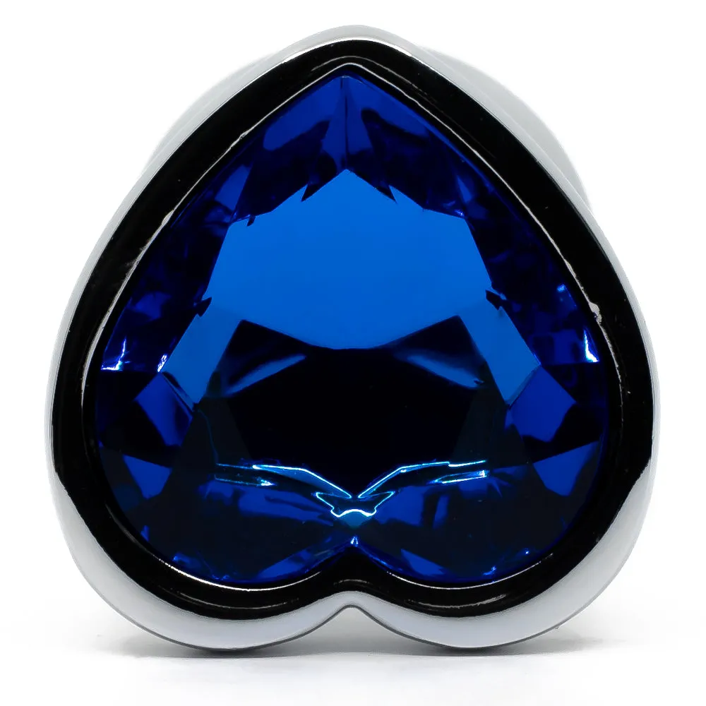 Seamless Metal Butt Plug With Heart Gem - Small