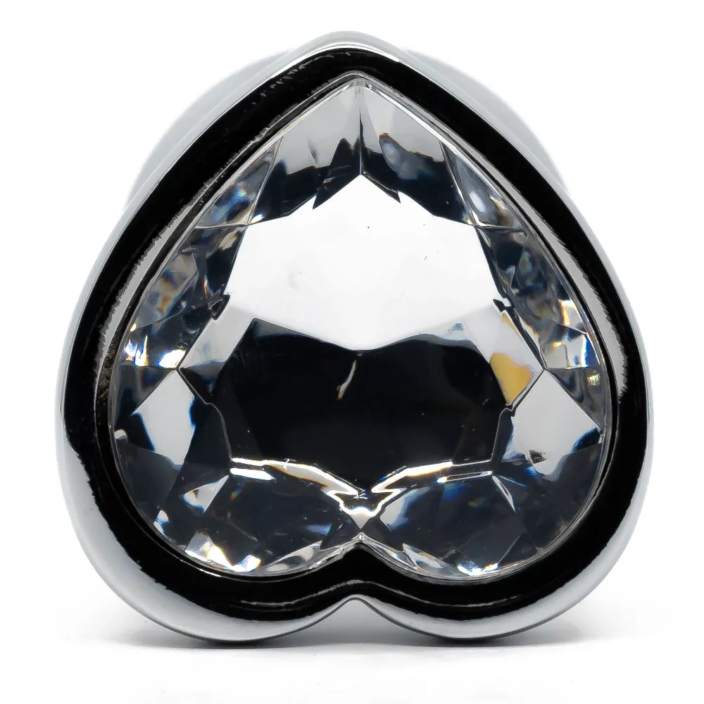 Seamless Metal Butt Plug With Heart Gem - Small