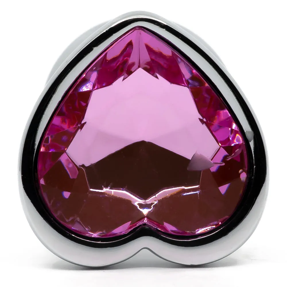 Seamless Metal Butt Plug With Heart Gem - Small