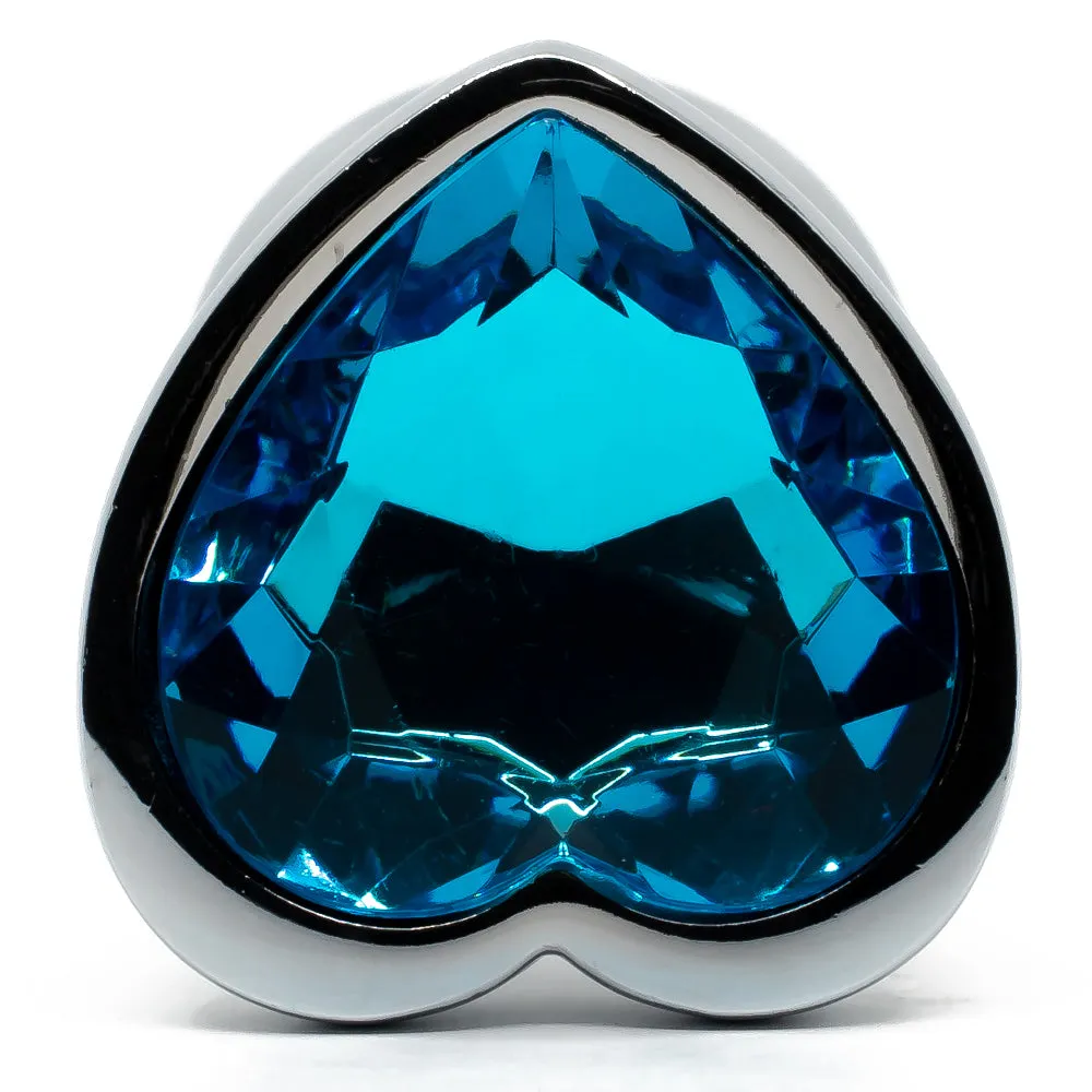 Seamless Metal Butt Plug With Heart Gem - Small