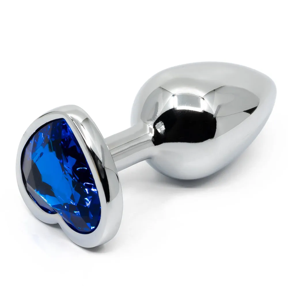 Seamless Metal Butt Plug With Heart Gem - Small