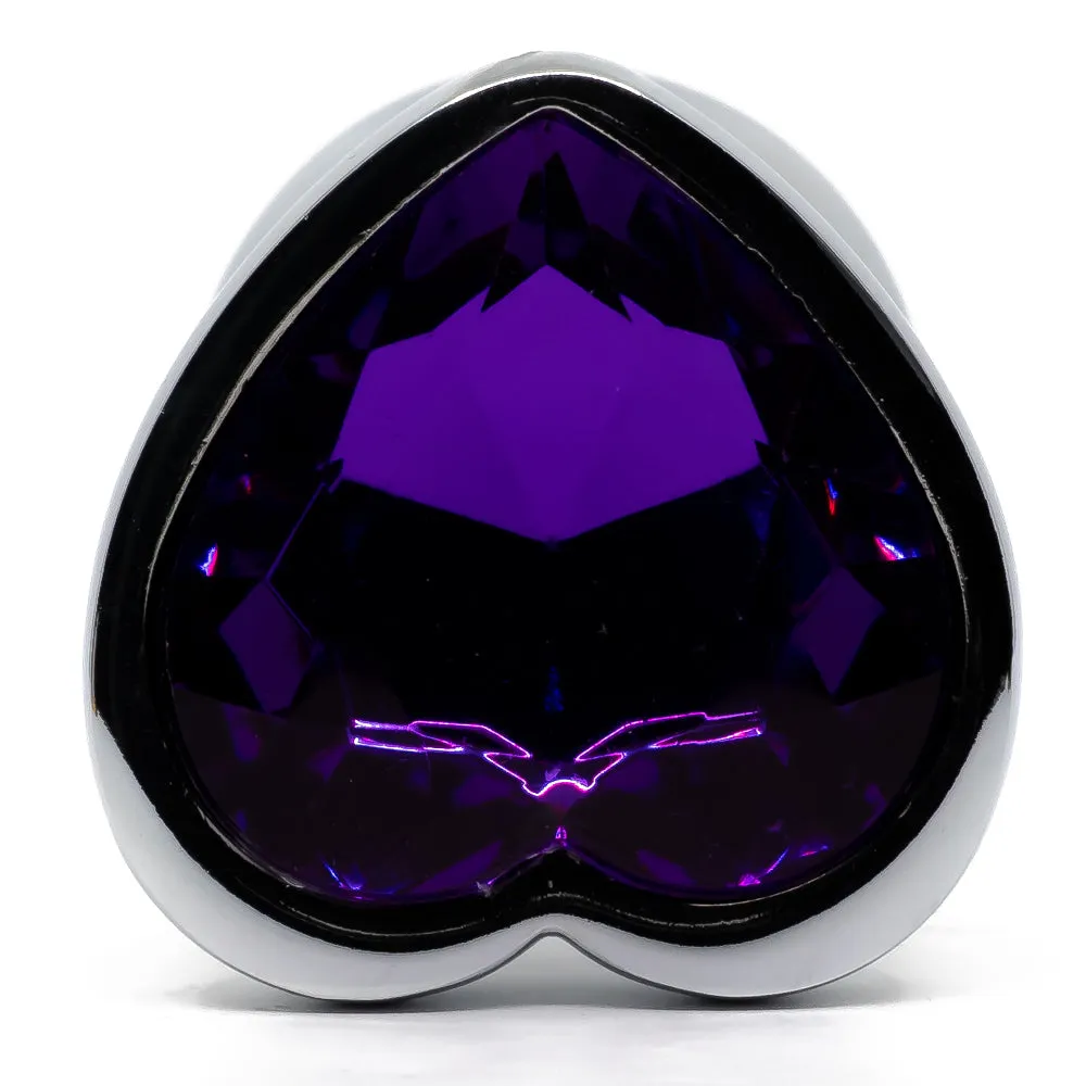 Seamless Metal Butt Plug With Heart Gem - Small