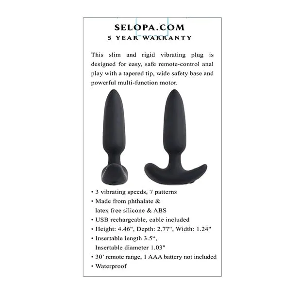 Selopa - Black Beauty Remote Control Vibrating Anal Plug (Black)