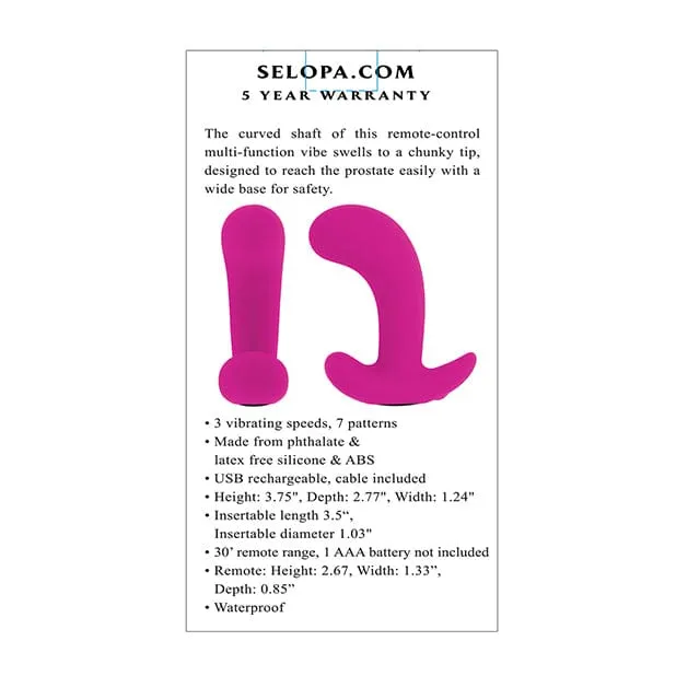 Selopa - Hooking Up Remote Control Anal Plug (Pink)