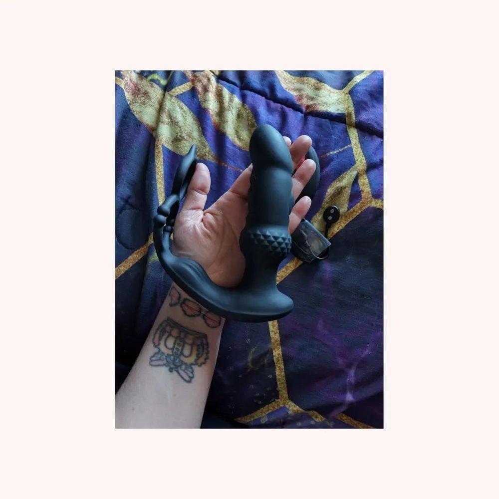 Sleek Dual Motor Prostate Massager with Double Cock Ring 6.2 Inch