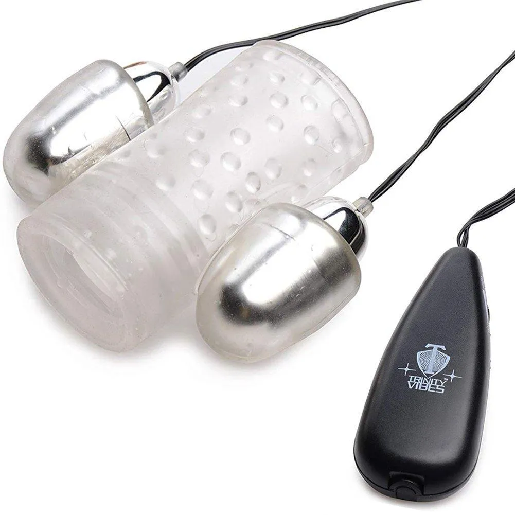 Stretchy Dual Vibrating Penis Sheath - Powerful Twin Bullets!