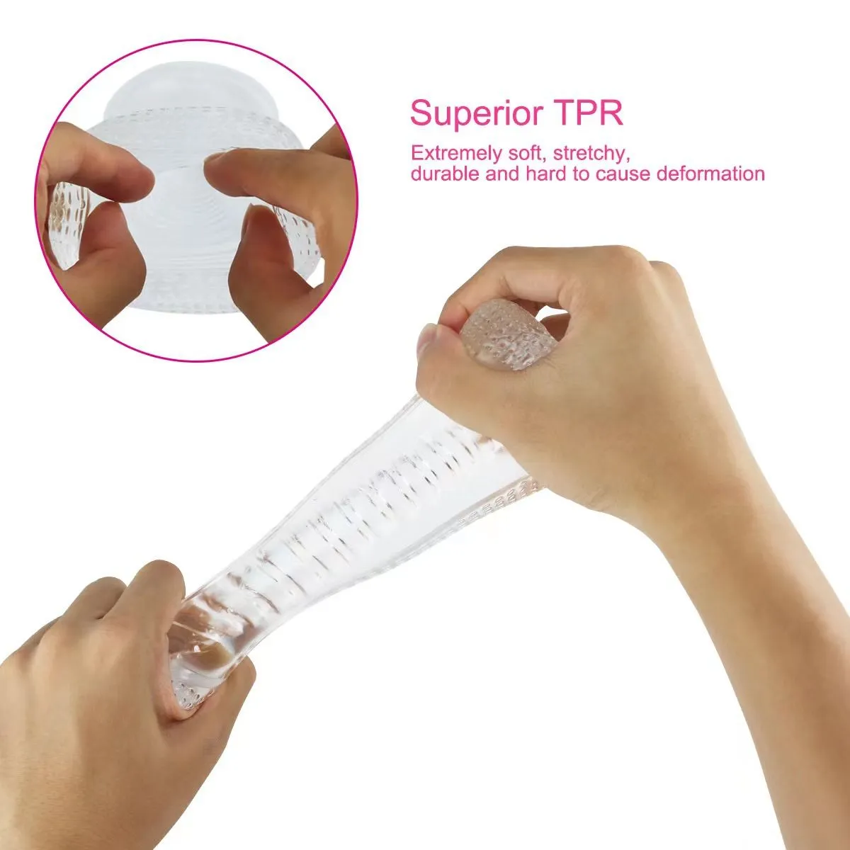 Super Stretchy Clear Ribbed Male Masturbator