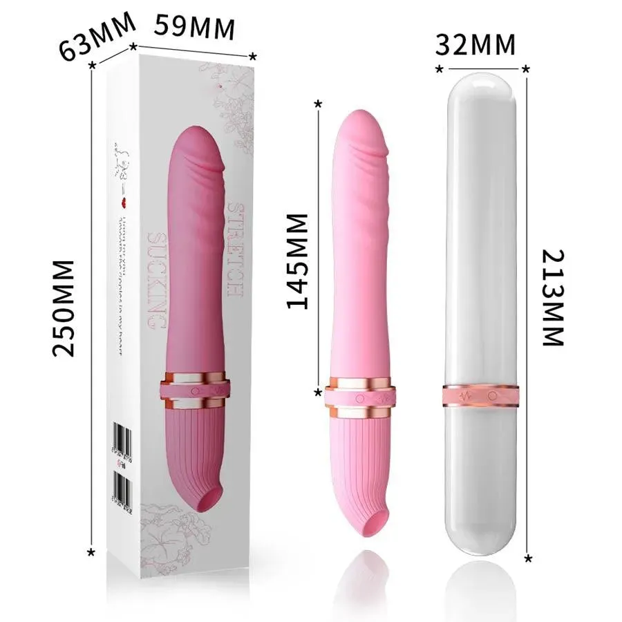 Thrusting Dildo Vibrator With Clit Sucker