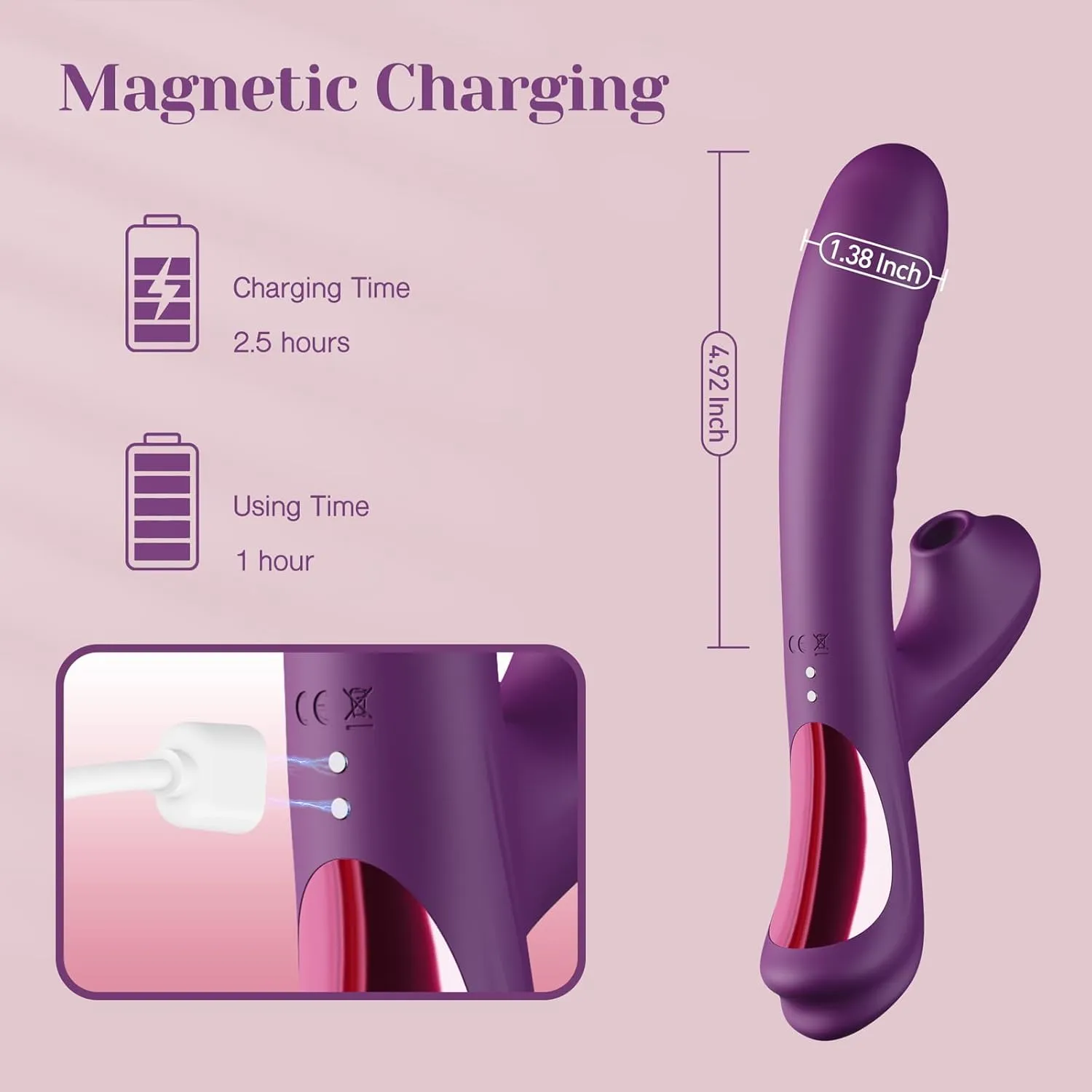 Tracy's Dog - BetaCome-Hither Rabbit Sucking Vibrator Clitoral Air Stimulator (Purple)