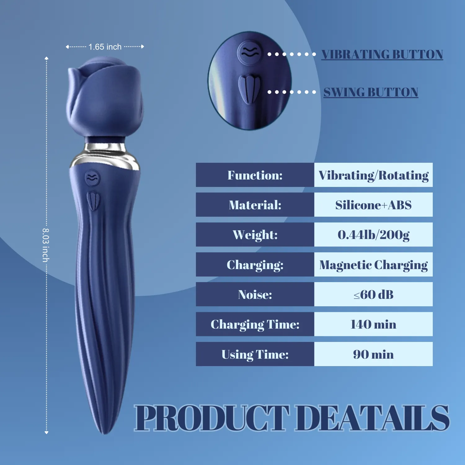 Unisex Anal Plug Head Vibration Roration Butt Plug Anal Sex Prostate Massager