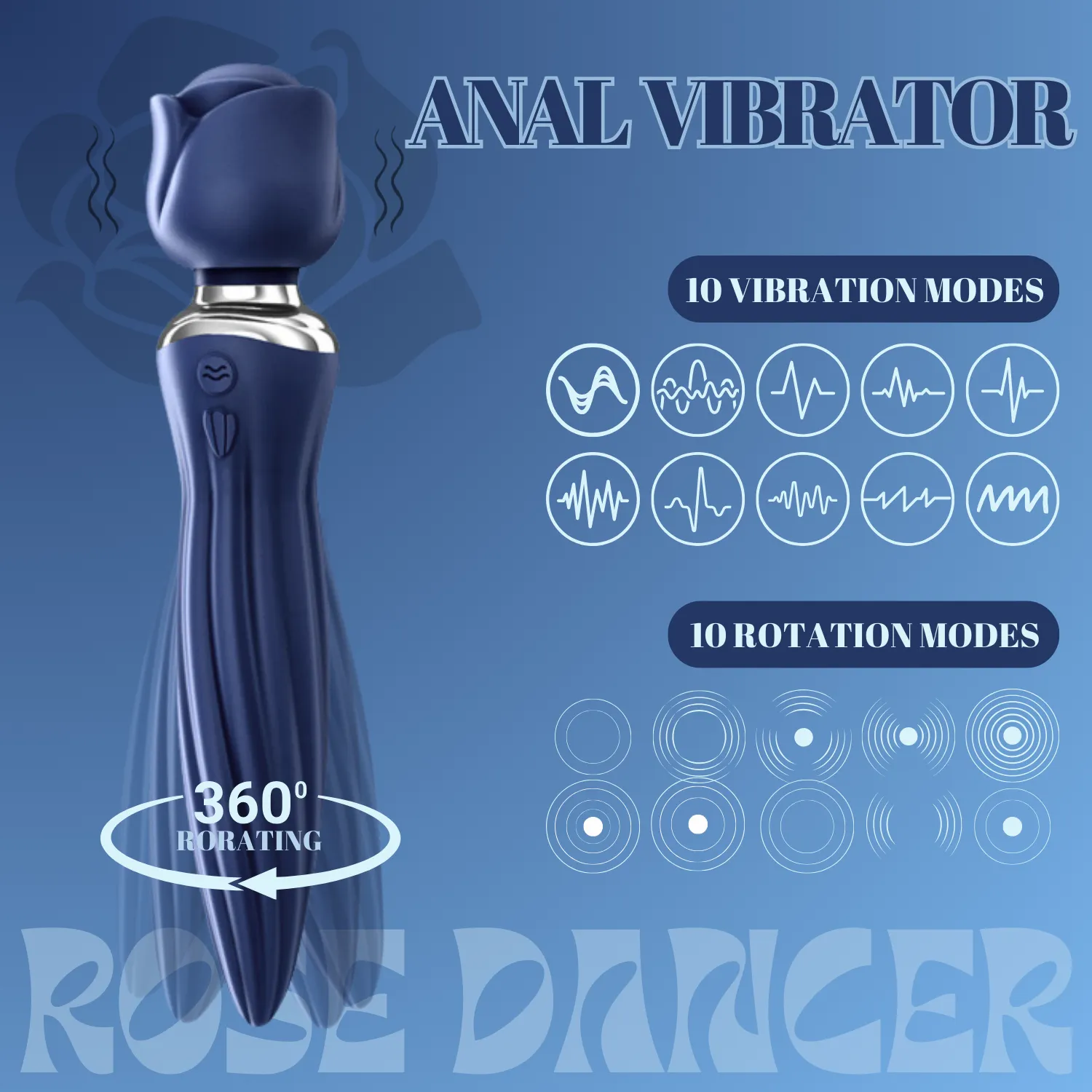 Unisex Anal Plug Head Vibration Roration Butt Plug Anal Sex Prostate Massager