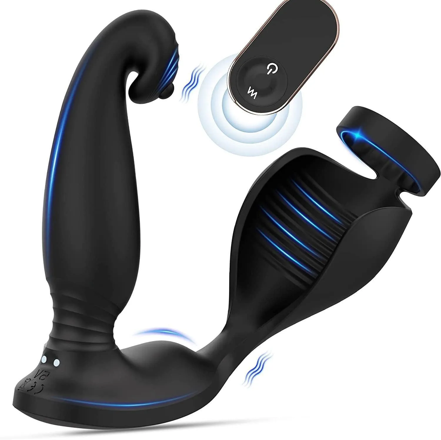 Versatile Vibrating Remote Control Cock Ring Butt Plug Prostate Massager
